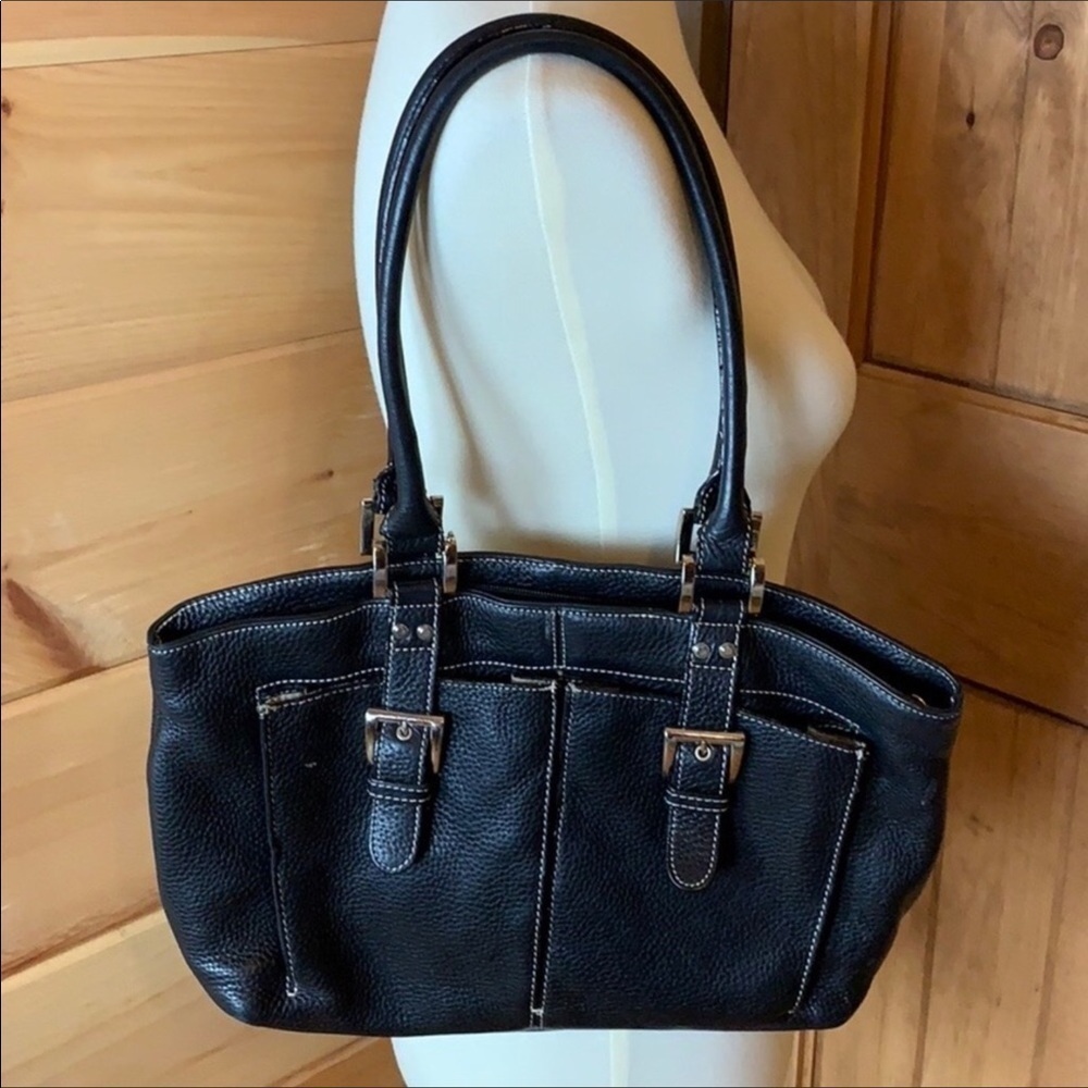 Tignanello black pebbled leather shoulder bag